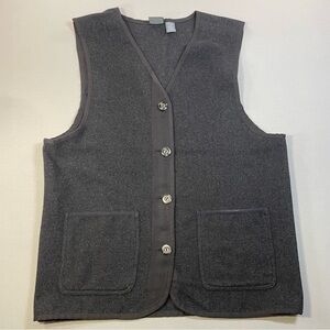 VINTAGE LizWear Wool Blend Button-Up Vest, Heritage Acadamia - Womens Medium